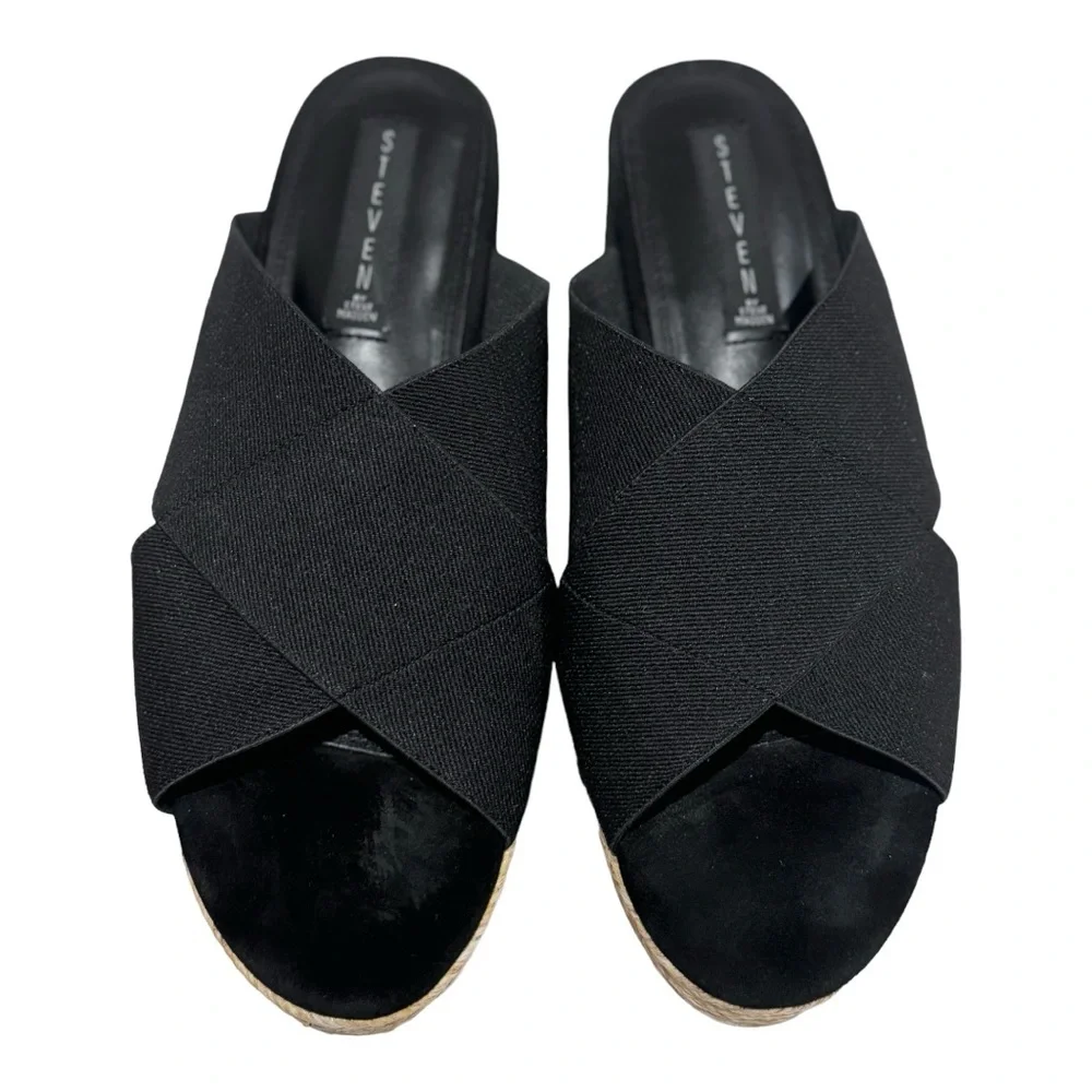 Steven by Steve Madden‎ Kaycee Black Fabric Espadrille Sandals Size 9.5